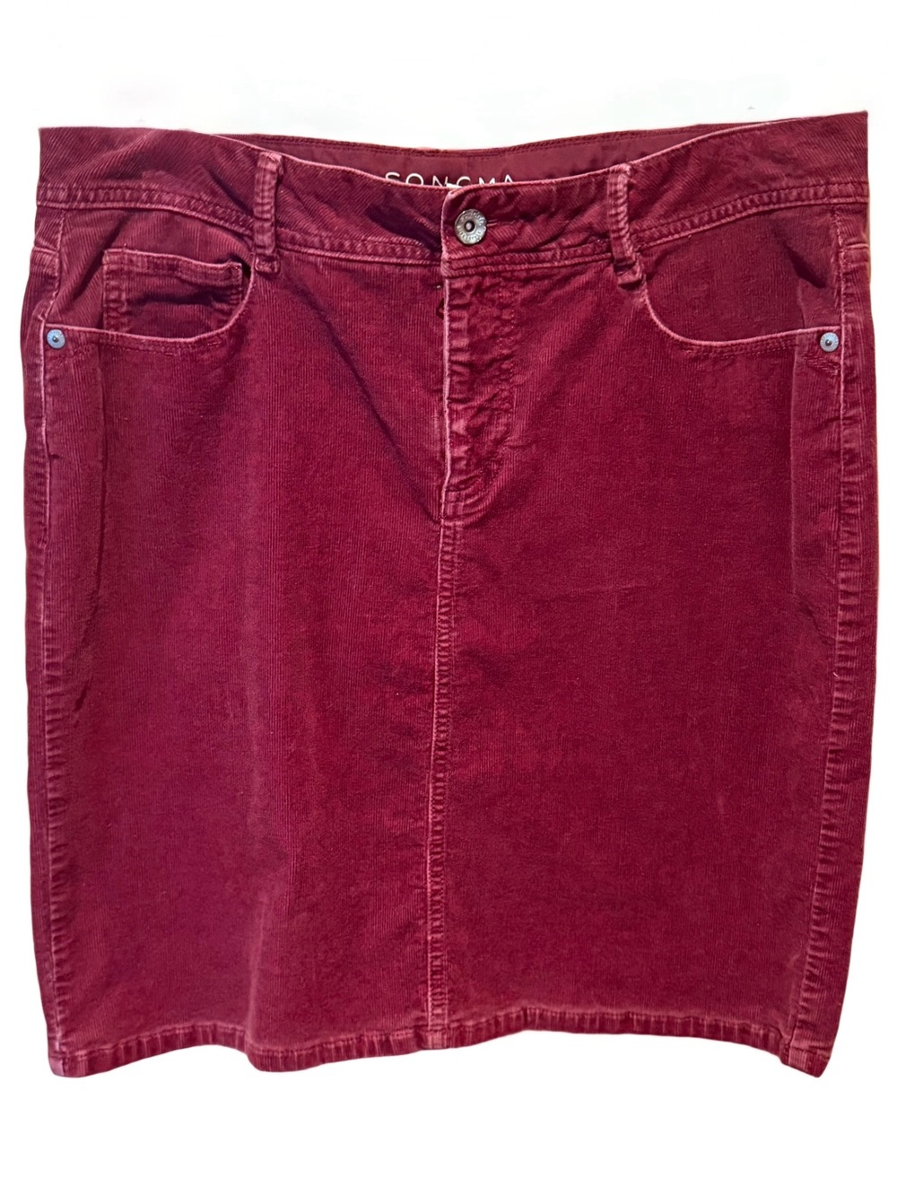 Vintage Beloved Sonoma Corduroy Mid-Rise Skirt Raspberry/Burgundy - Size 8